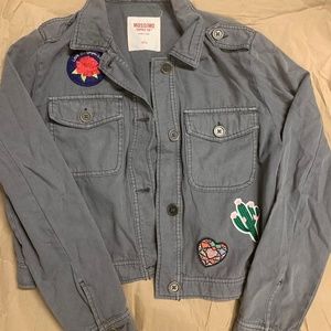 MOSSIMO Supply Co./Target Gray Denim Army Cute Patchwork Jacket